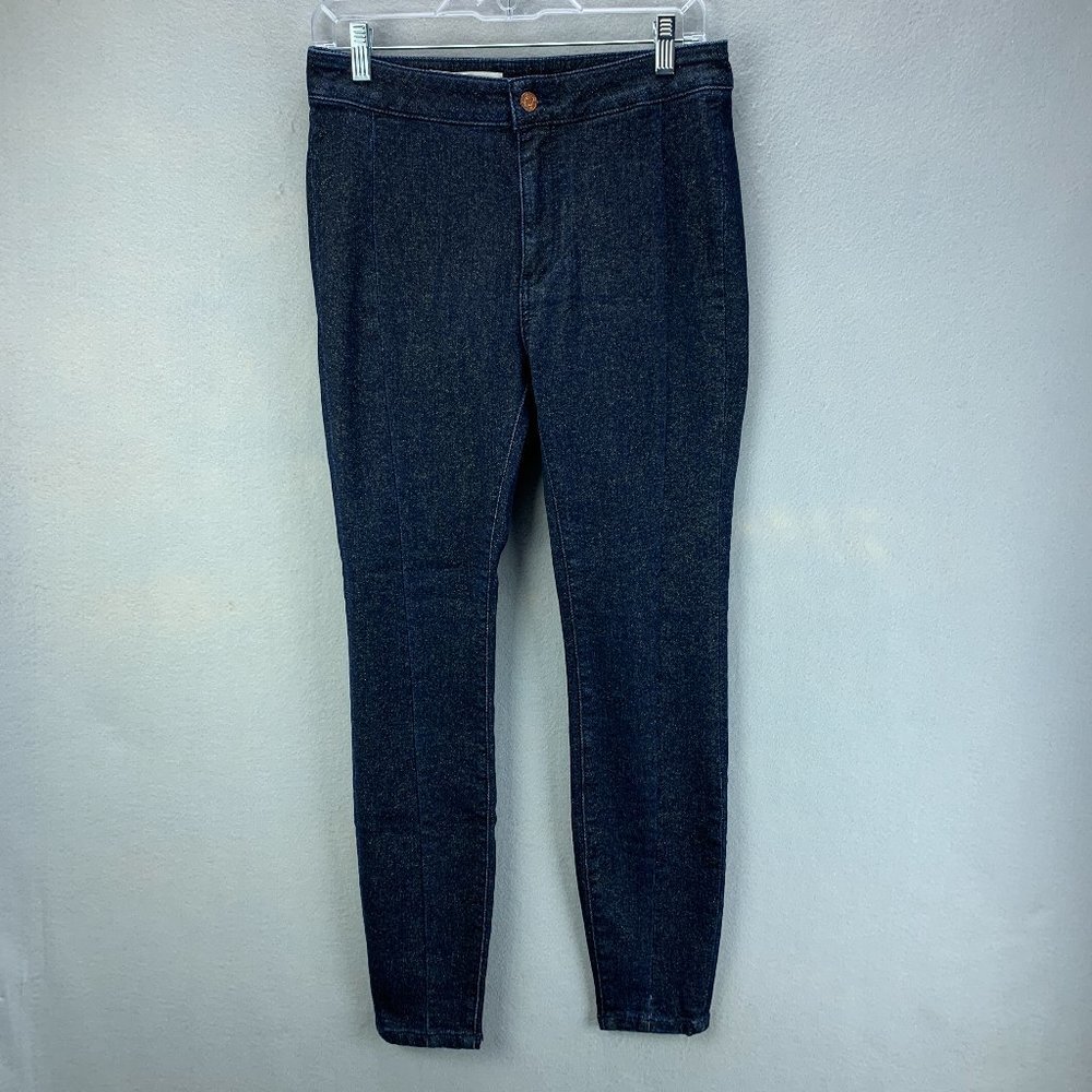 Anthropologie Pilcro Jeans Womens 28 Blue High Rise Denim Legging Gold‎ Sparkle